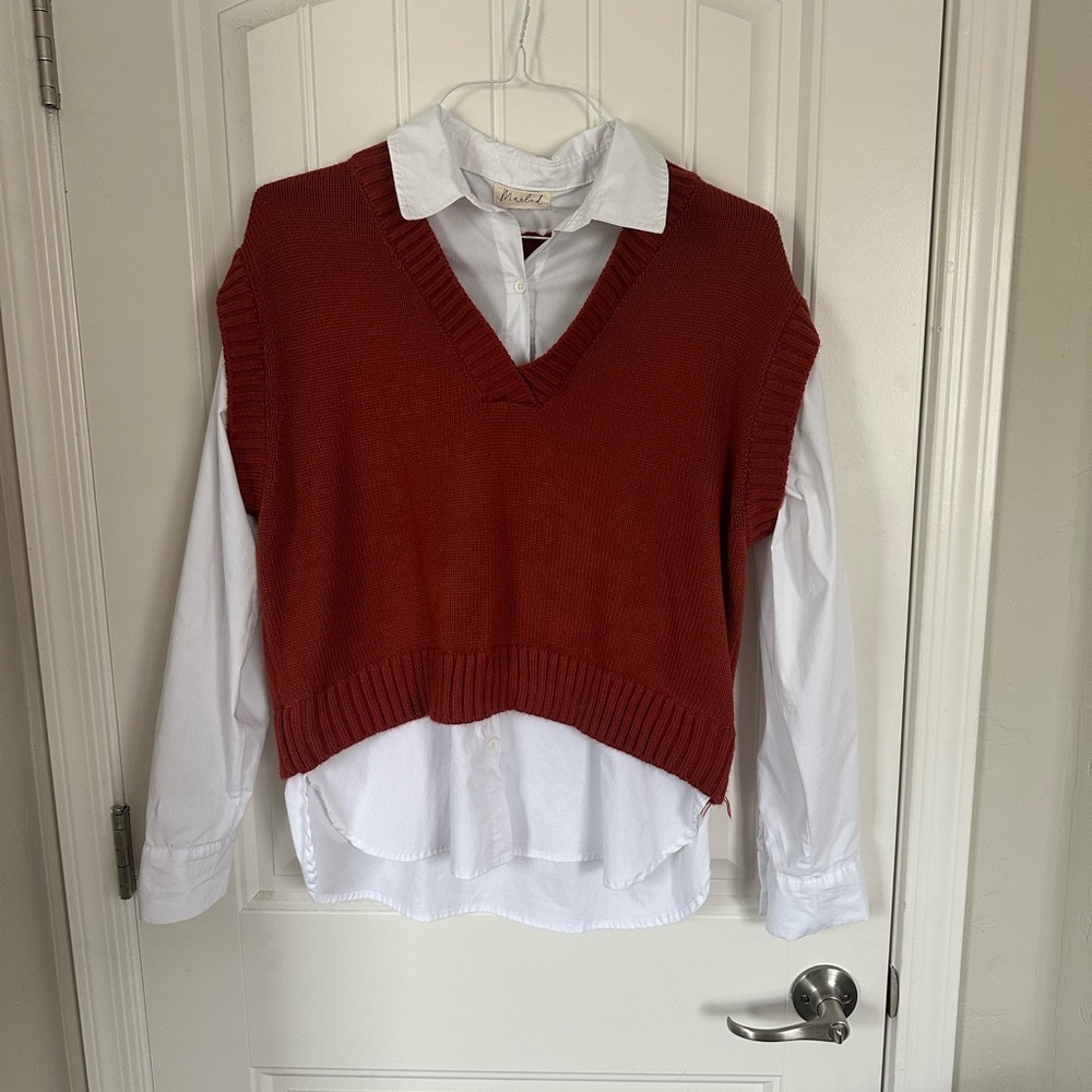 Marled Brick V-Neck Sweater Vest